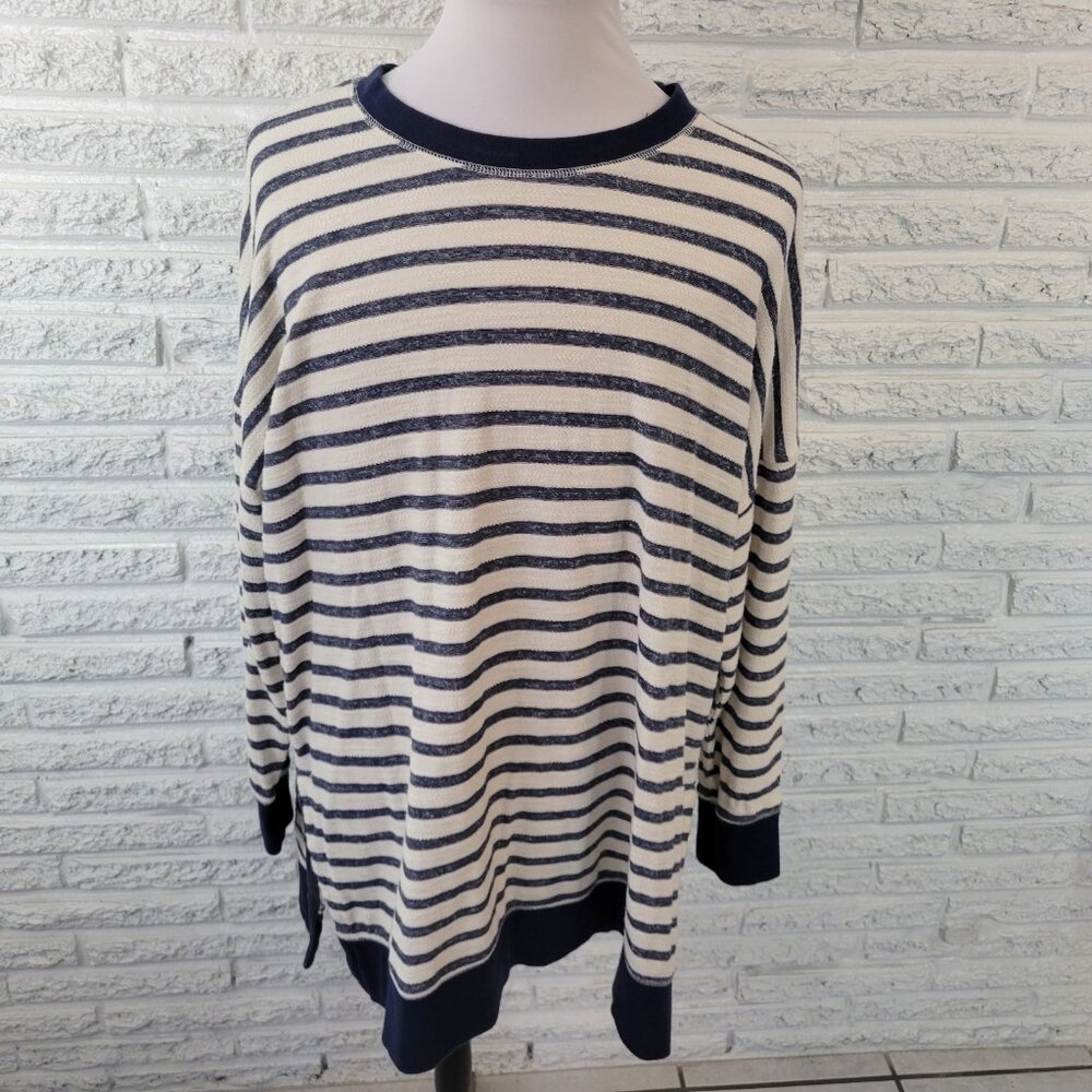 Old Navy‎ Mens Sweatshirt XXL Sweater Knit Long Sleeve Blue Stripe STR29XE
